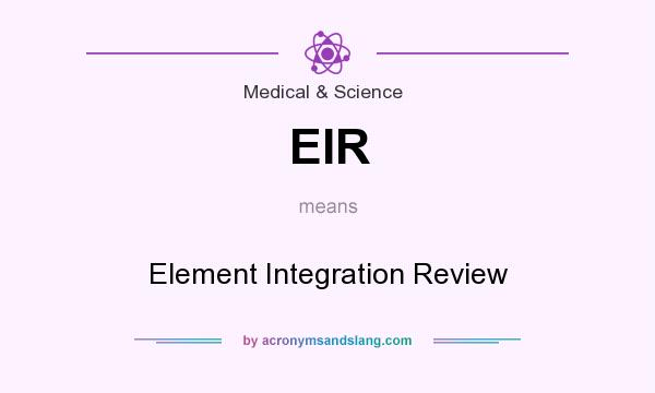 What does EIR mean? It stands for Element Integration Review