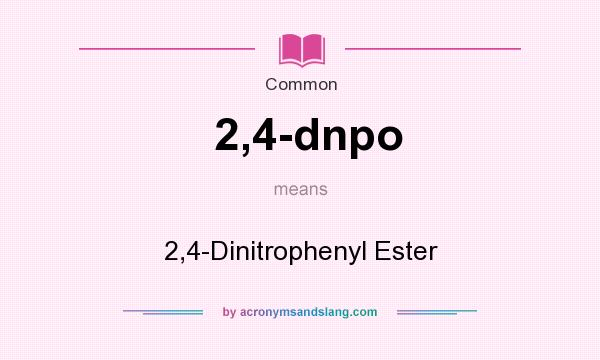 What does 2,4-dnpo mean? It stands for 2,4-Dinitrophenyl Ester