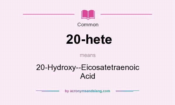 What does 20-hete mean? It stands for 20-Hydroxy--Eicosatetraenoic Acid