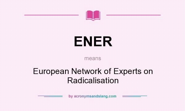 What does ENER mean? It stands for European Network of Experts on Radicalisation