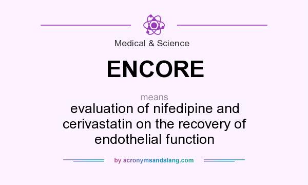 What does ENCORE mean? It stands for evaluation of nifedipine and cerivastatin on the recovery of endothelial function