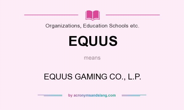 What does EQUUS mean? It stands for EQUUS GAMING CO., L.P.