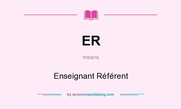 What does ER mean? It stands for Enseignant Référent