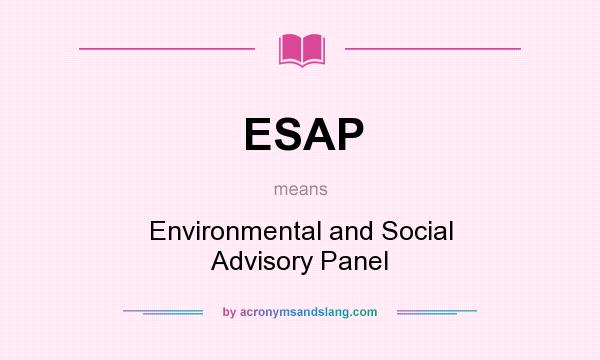 What does ESAP mean? It stands for Environmental and Social Advisory Panel