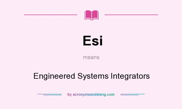 What does Esi mean? It stands for Engineered Systems Integrators