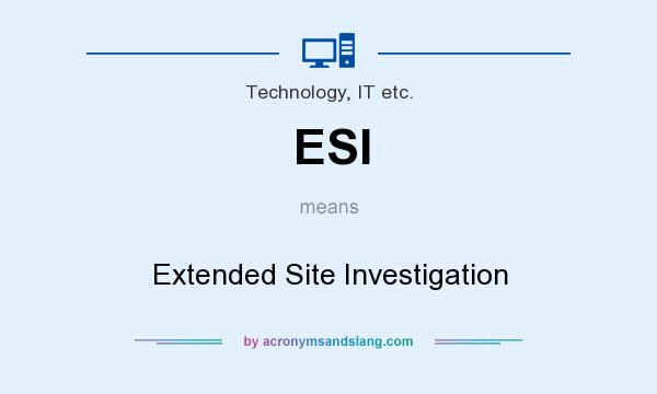 What does ESI mean? It stands for Extended Site Investigation