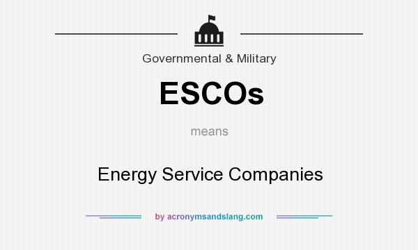 What does ESCOs mean? It stands for Energy Service Companies