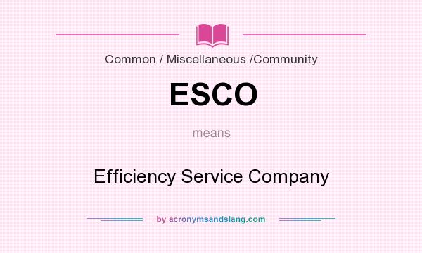 What does ESCO mean? It stands for Efficiency Service Company