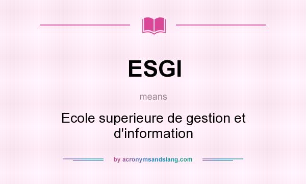 What does ESGI mean? It stands for Ecole superieure de gestion et d`information