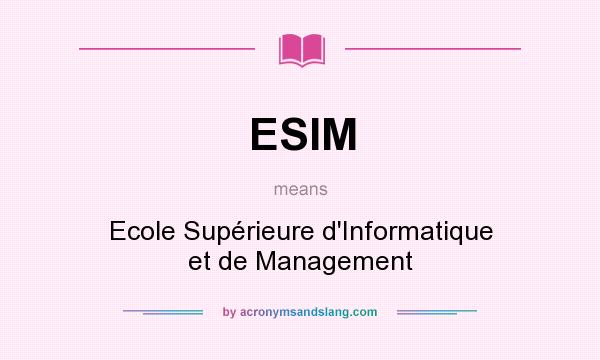 What does ESIM mean? It stands for Ecole Supérieure d`Informatique et de Management