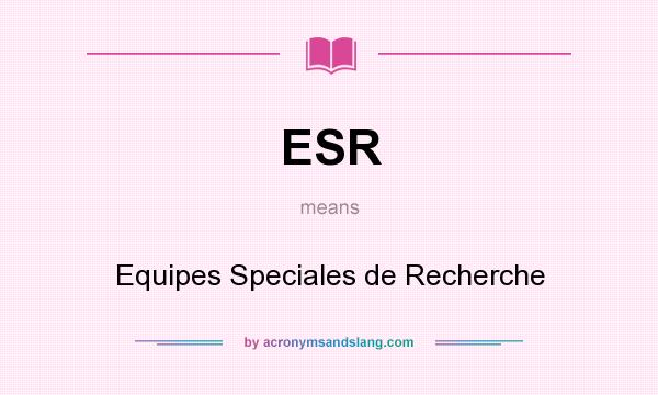 What does ESR mean? It stands for Equipes Speciales de Recherche