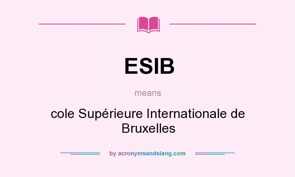 What does ESIB mean? It stands for cole Supérieure Internationale de Bruxelles