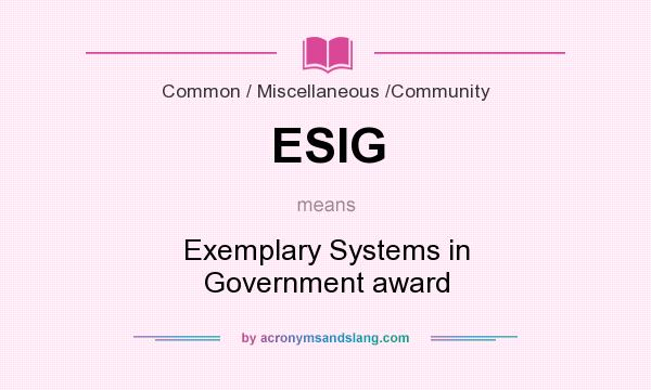 What does ESIG mean? It stands for Exemplary Systems in Government award