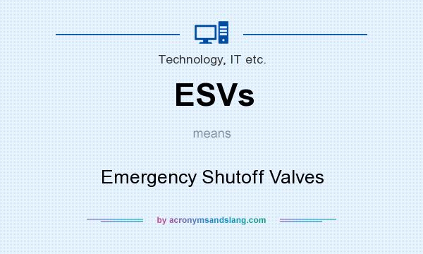 What does ESVs mean? It stands for Emergency Shutoff Valves