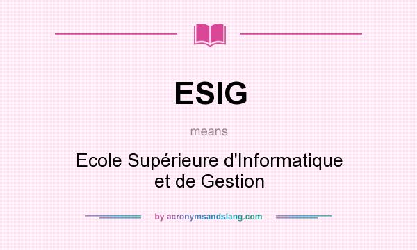 What does ESIG mean? It stands for Ecole Supérieure d`Informatique et de Gestion