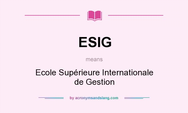What does ESIG mean? It stands for Ecole Supérieure Internationale de Gestion
