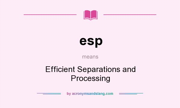 What does esp mean? It stands for Efficient Separations and Processing