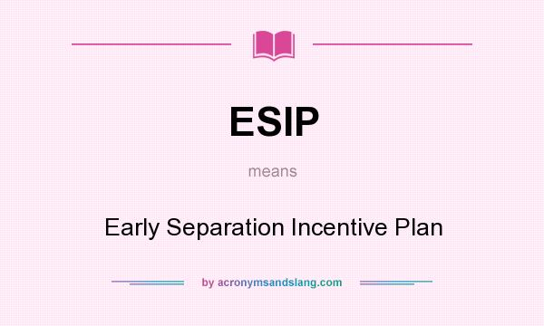 What does ESIP mean? It stands for Early Separation Incentive Plan