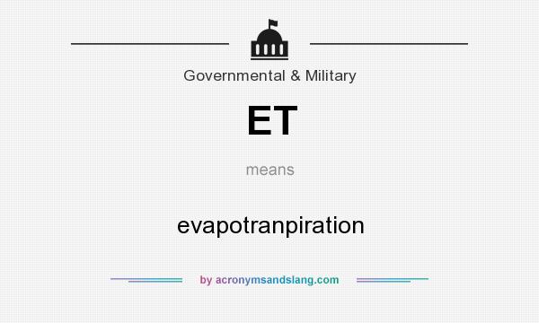 What does ET mean? It stands for evapotranpiration