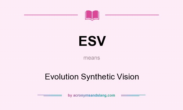 What does ESV mean? It stands for Evolution Synthetic Vision