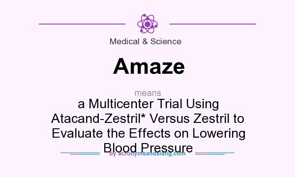 What does Amaze mean? It stands for a Multicenter Trial Using Atacand-Zestril* Versus Zestril to Evaluate the Effects on Lowering Blood Pressure