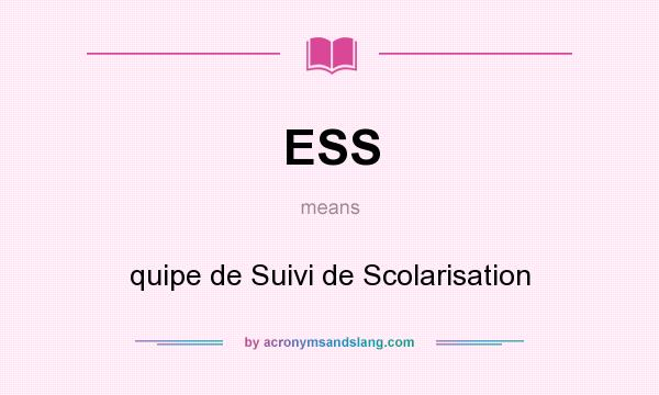 What does ESS mean? It stands for quipe de Suivi de Scolarisation