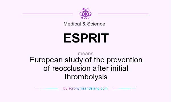 What does ESPRIT mean? It stands for European study of the prevention of reocclusion after initial thrombolysis