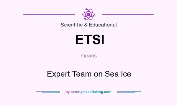 What does ETSI mean? It stands for Expert Team on Sea Ice