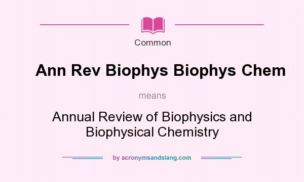 What does Ann Rev Biophys Biophys Chem mean? It stands for Annual Review of Biophysics and Biophysical Chemistry