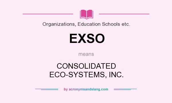 What does EXSO mean? It stands for CONSOLIDATED ECO-SYSTEMS, INC.