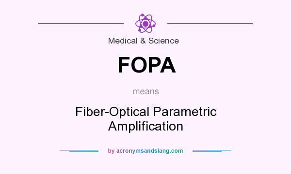 What does FOPA mean? It stands for Fiber-Optical Parametric Amplification
