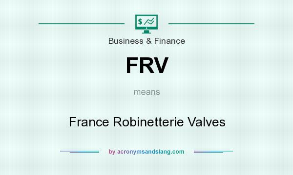 What does FRV mean? It stands for France Robinetterie Valves