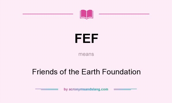 What does FEF mean? It stands for Friends of the Earth Foundation