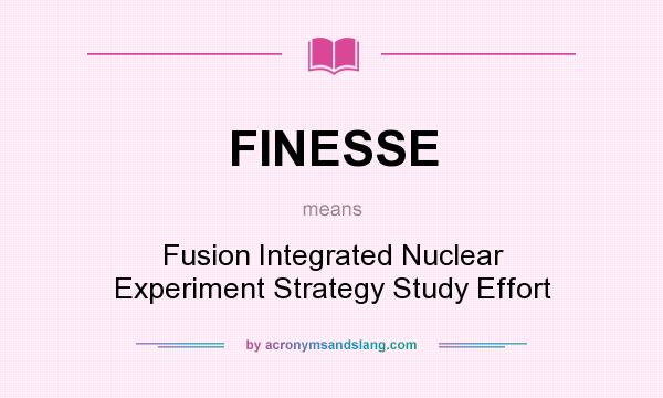 What does FINESSE mean? It stands for Fusion Integrated Nuclear Experiment Strategy Study Effort