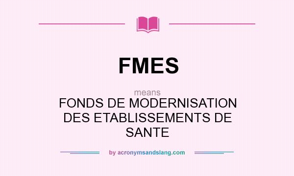 What does FMES mean? It stands for FONDS DE MODERNISATION DES ETABLISSEMENTS DE SANTE