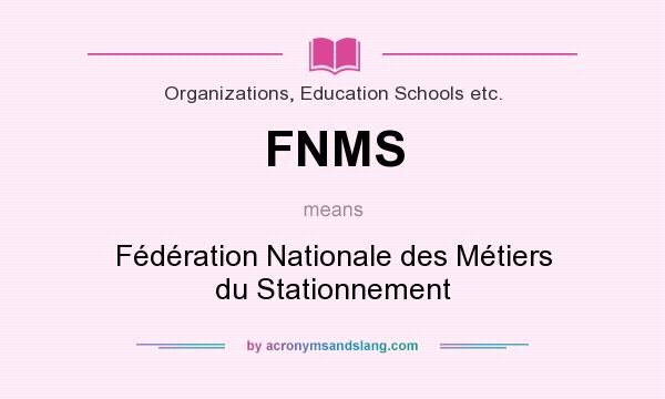 What does FNMS mean? It stands for Fédération Nationale des Métiers du Stationnement
