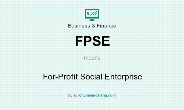 What does FPSE mean? It stands for For-Profit Social Enterprise