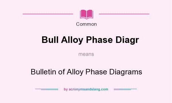 What does Bull Alloy Phase Diagr mean? It stands for Bulletin of Alloy Phase Diagrams