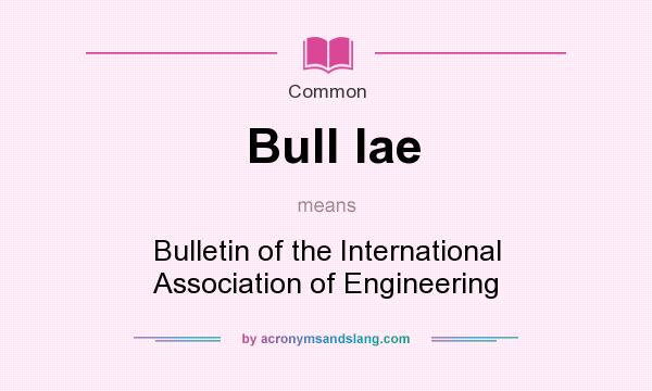 What does Bull Iae mean? It stands for Bulletin of the International Association of Engineering