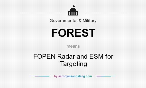 What does FOREST mean? It stands for FOPEN Radar and ESM for Targeting