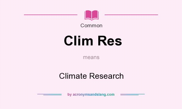 What does Clim Res mean? It stands for Climate Research