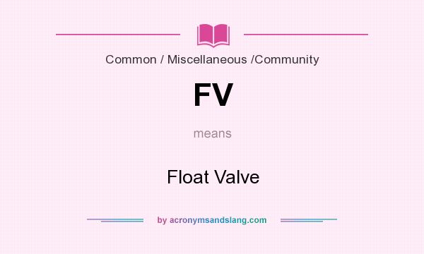What does FV mean? It stands for Float Valve