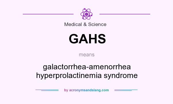 What does GAHS mean? It stands for galactorrhea-amenorrhea hyperprolactinemia syndrome
