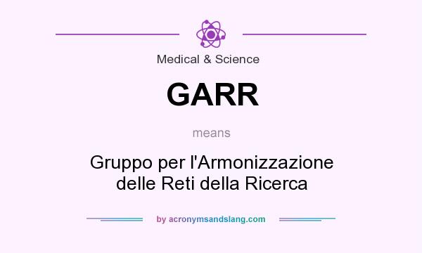 What does GARR mean? It stands for Gruppo per l`Armonizzazione delle Reti della Ricerca