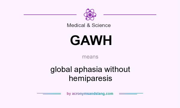 What does GAWH mean? It stands for global aphasia without hemiparesis