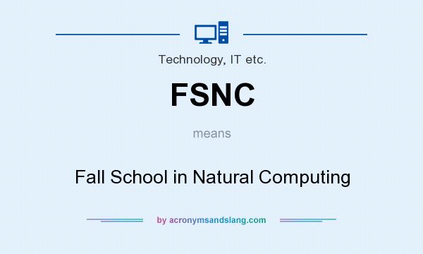 What does FSNC mean? It stands for Fall School in Natural Computing