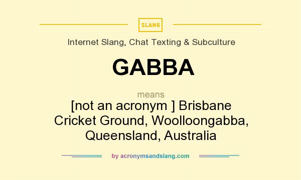 What does GABBA mean? It stands for [not an acronym ] Brisbane Cricket Ground, Woolloongabba, Queensland, Australia