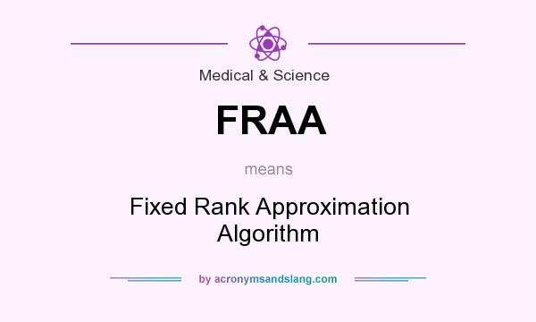 What does FRAA mean? It stands for Fixed Rank Approximation Algorithm