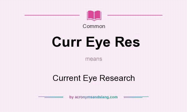 What does Curr Eye Res mean? It stands for Current Eye Research
