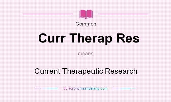What does Curr Therap Res mean? It stands for Current Therapeutic Research